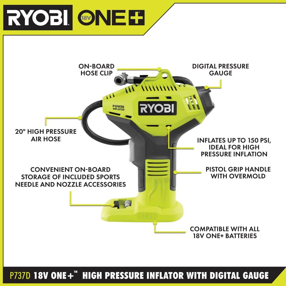 ONE+ 18V Cordless High Pressure Inflator with Digital Gauge (Tool Only)