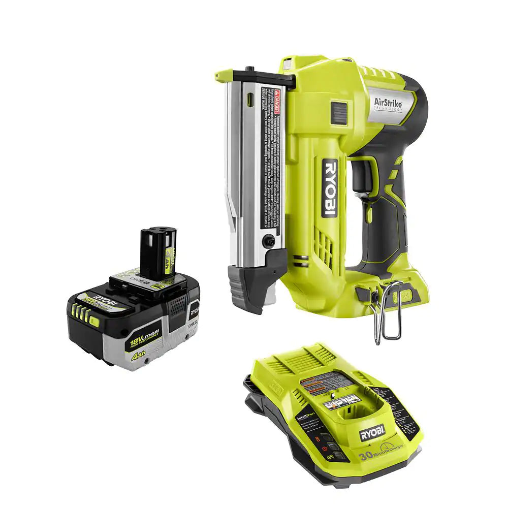 ONE+ 18V Cordless Airstrike 23-Gauge 1-3/8 In. Headless Pin Nailer with HIGH PERFORMANCE 4.0 Ah Battery and Charger Kit