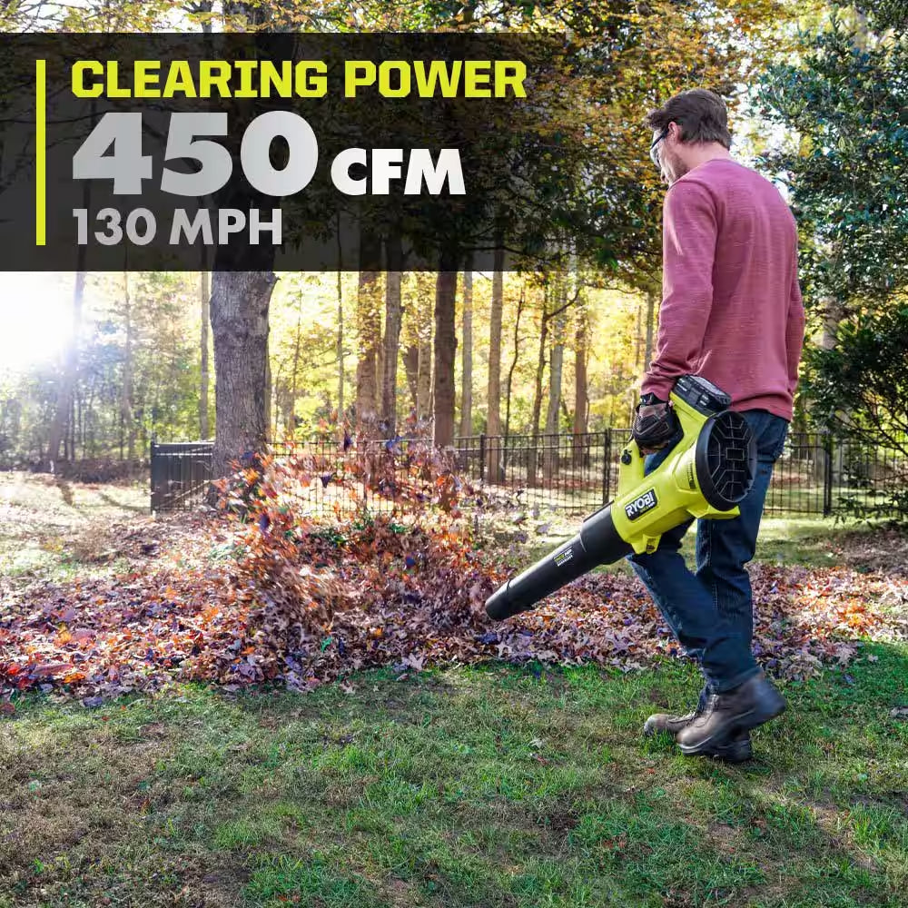 ONE+ HP 18V Brushless Whisper Series 130 MPH 450 CFM Cordless Battery Leaf Blower (Tool Only)