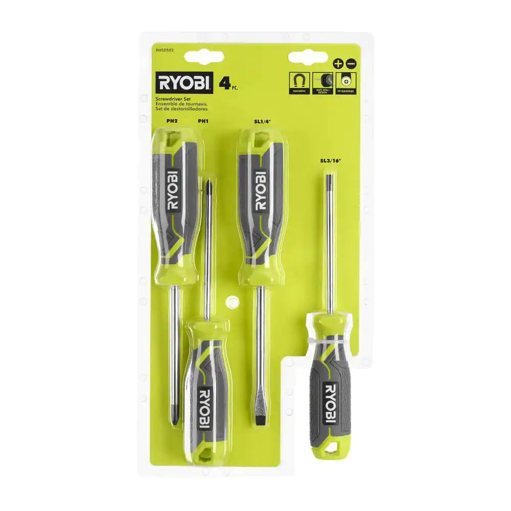 Screwdriver Set (4-Piece) with Cushion Grip Handles